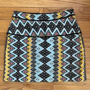 LOFT Aztec Geometric Multicolor Print Mini Skirt